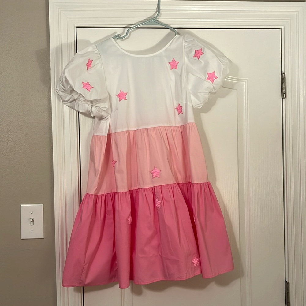 SIZE LARGE SHORT STAR PUFF TIE BACK DRESS